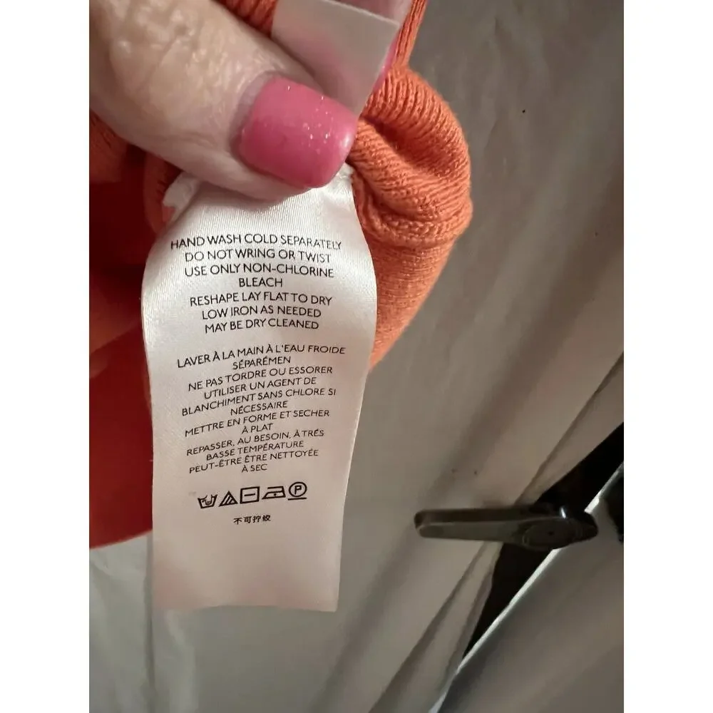 By Anthropologie Orange Faux Button Down Tank Sweater Sz L Lightweight - Picture 5 of 6